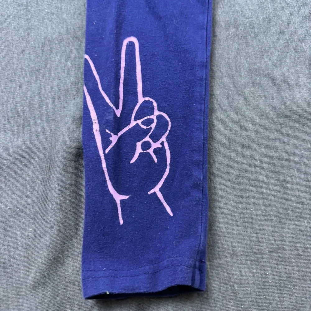 Justice Girls Graphic Leggings Size 14/16 Purple Peace Love Kind Inspirational‎